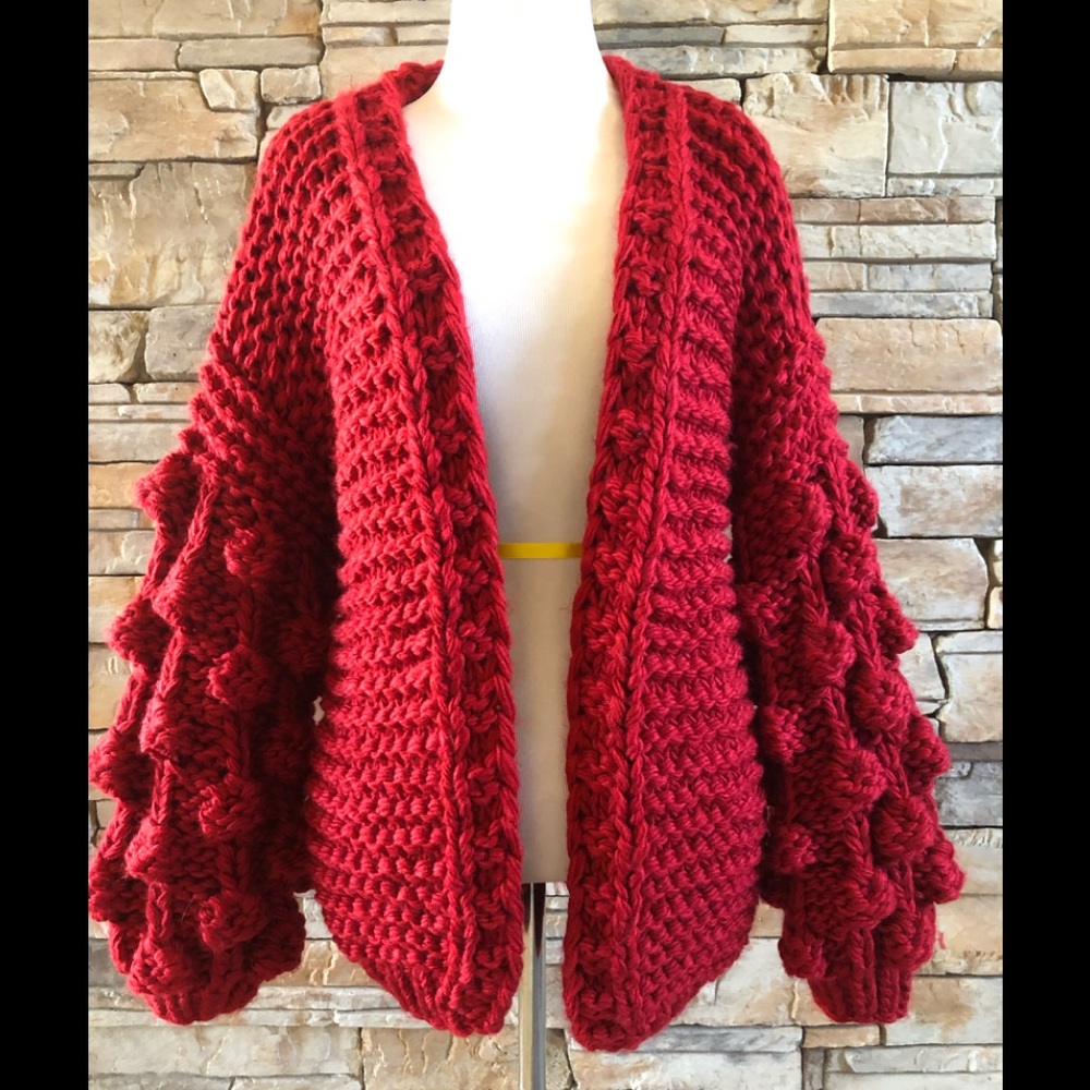 Hand-Knitted Chunky Cardigan Sweater NWOT - Picture 8 of 8